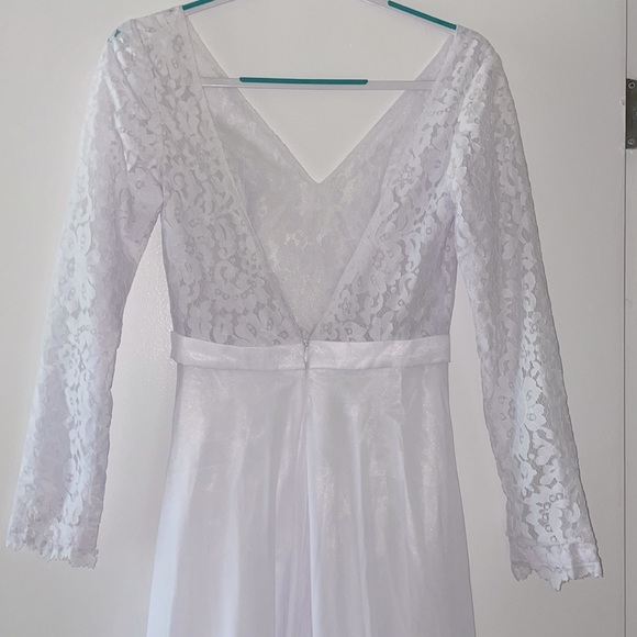 👰🏻♀️Boho V-neck A-line Long Sleeve Lace V-Back Wedding Dress👰🏻♀️NWT~4 - Picture 7 of 16